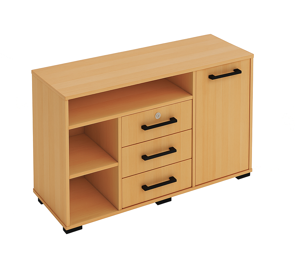 Тумба правостороння, з дверкою та шухлядами, ЛЕЛЕКА, 1100х400х680 мм.